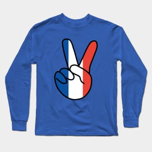 France Flag V Sign Long Sleeve T-Shirt
